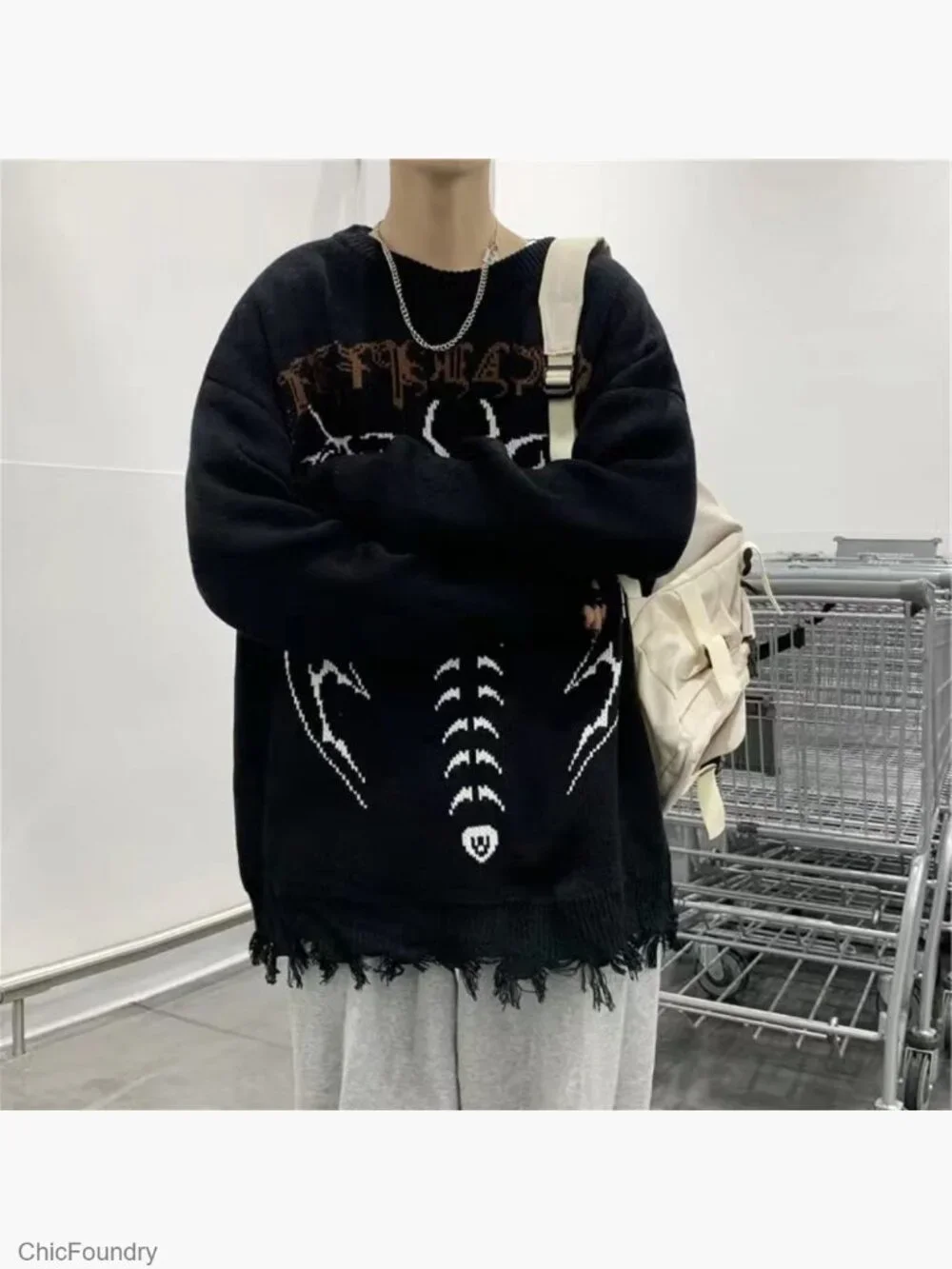 Oversized Y2K Goth Punk Harajuku Knit Sweater Pullover Unisex Retro Fairy